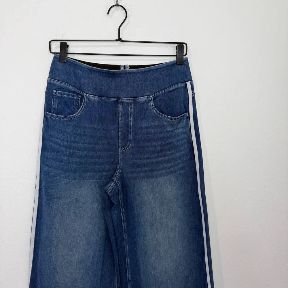 NWOT Halara Flex High Waisted Stripe Wide Leg Flowy Washed Casual Jeans Pockets - Picture 5 of 8